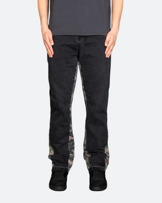 A4 FLARE DENIM  - BLACK/CAMO - Flawless Flares